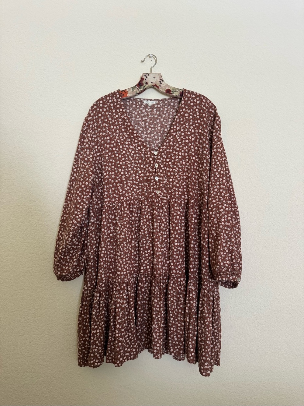 Rylee + Cru Mauve Floral Tiered Mini Dress